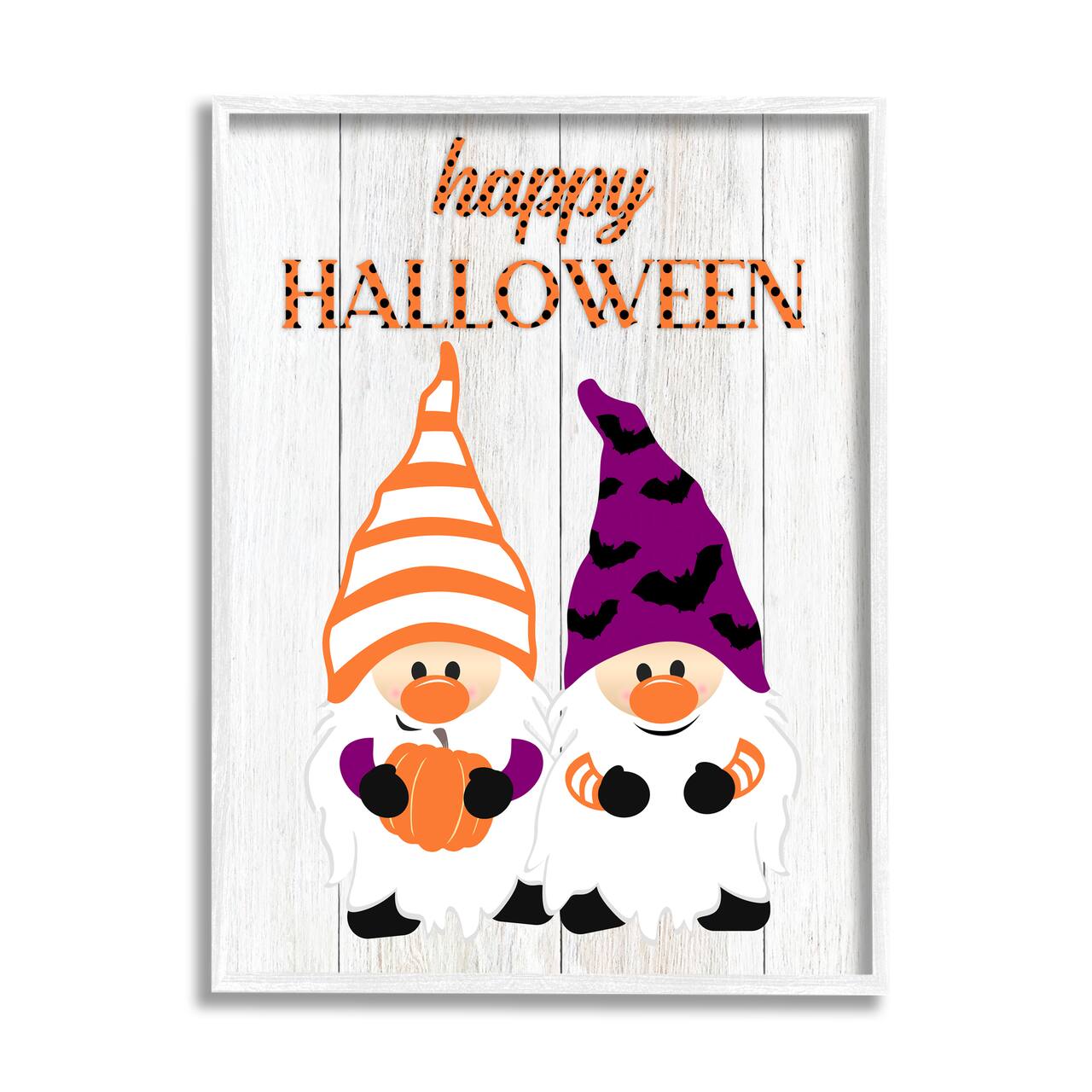 Stupell Industries Happy Halloween Seasonal Gnomes Framed Giclee Art